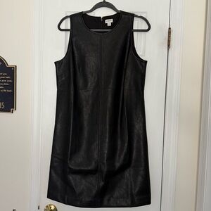 J. Crew Black Faux Leather Sleeveless Shift Dress